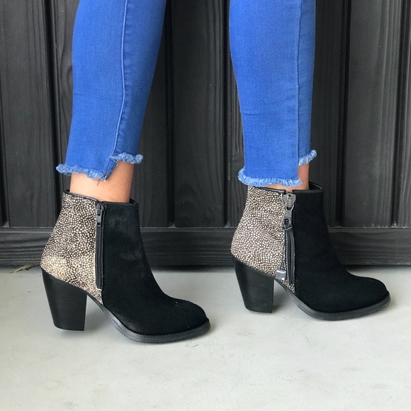 Made in Portugal Genuine Calf Hair Spec Booties - Picture 2 of 8